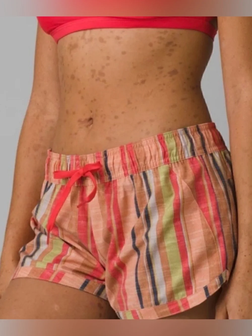 Prana Breathe Multicolor Striped Drawstring Women’s Shorts,Size S